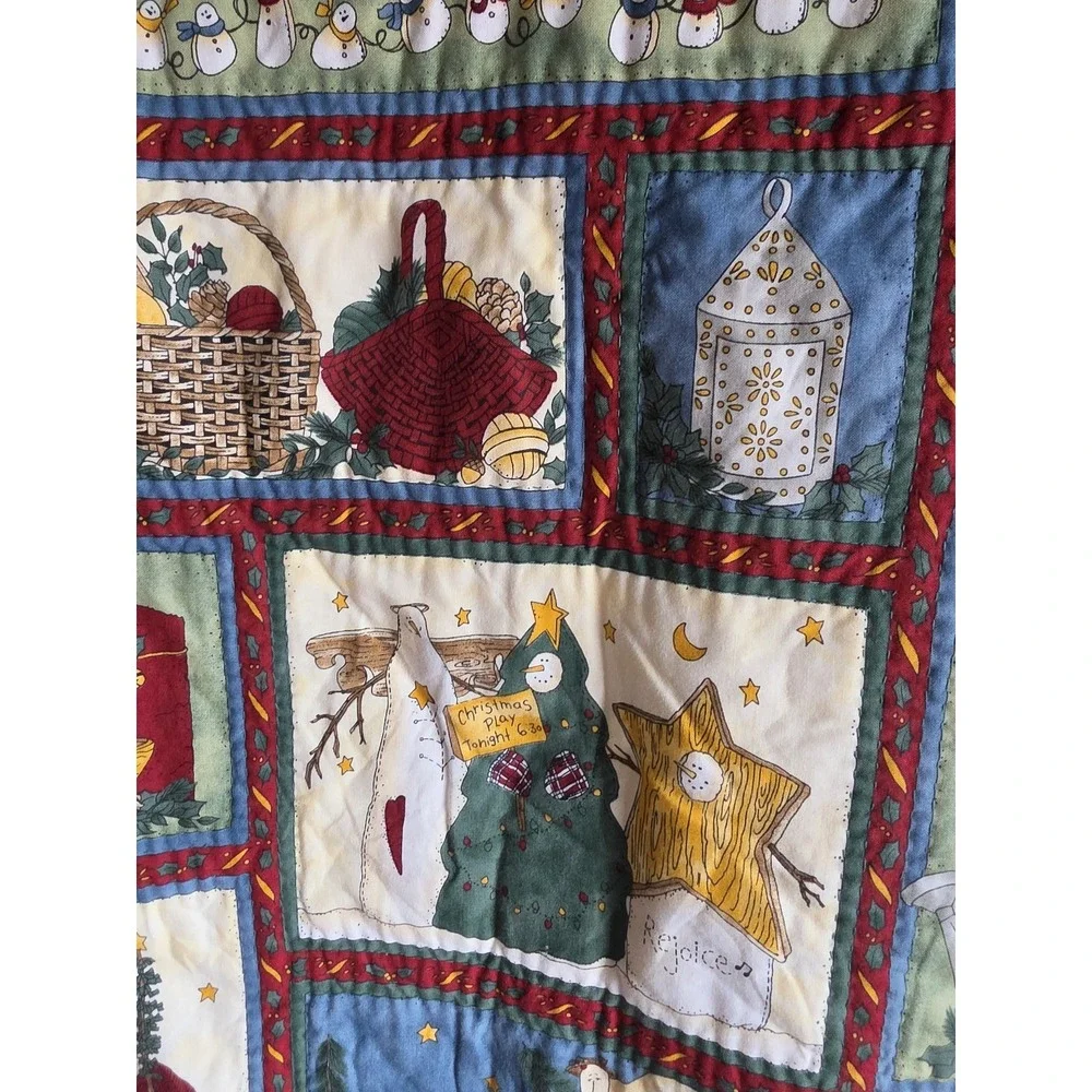 Christmas Holiday Wall Hanging Quilt Multicolor Retro 35x21 Festive Decor